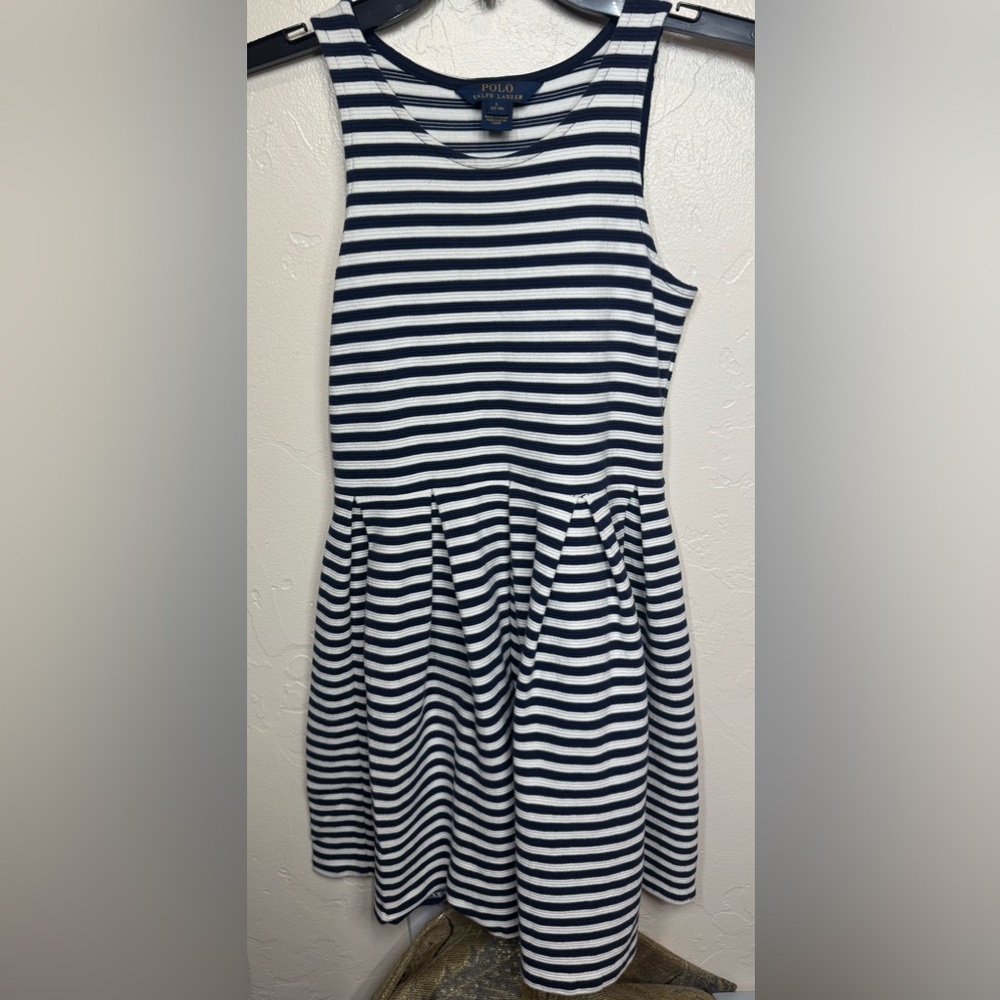 Polo by Ralph Lauren GIRLS Navy and White Striped Dress - Picture 2 of 4
